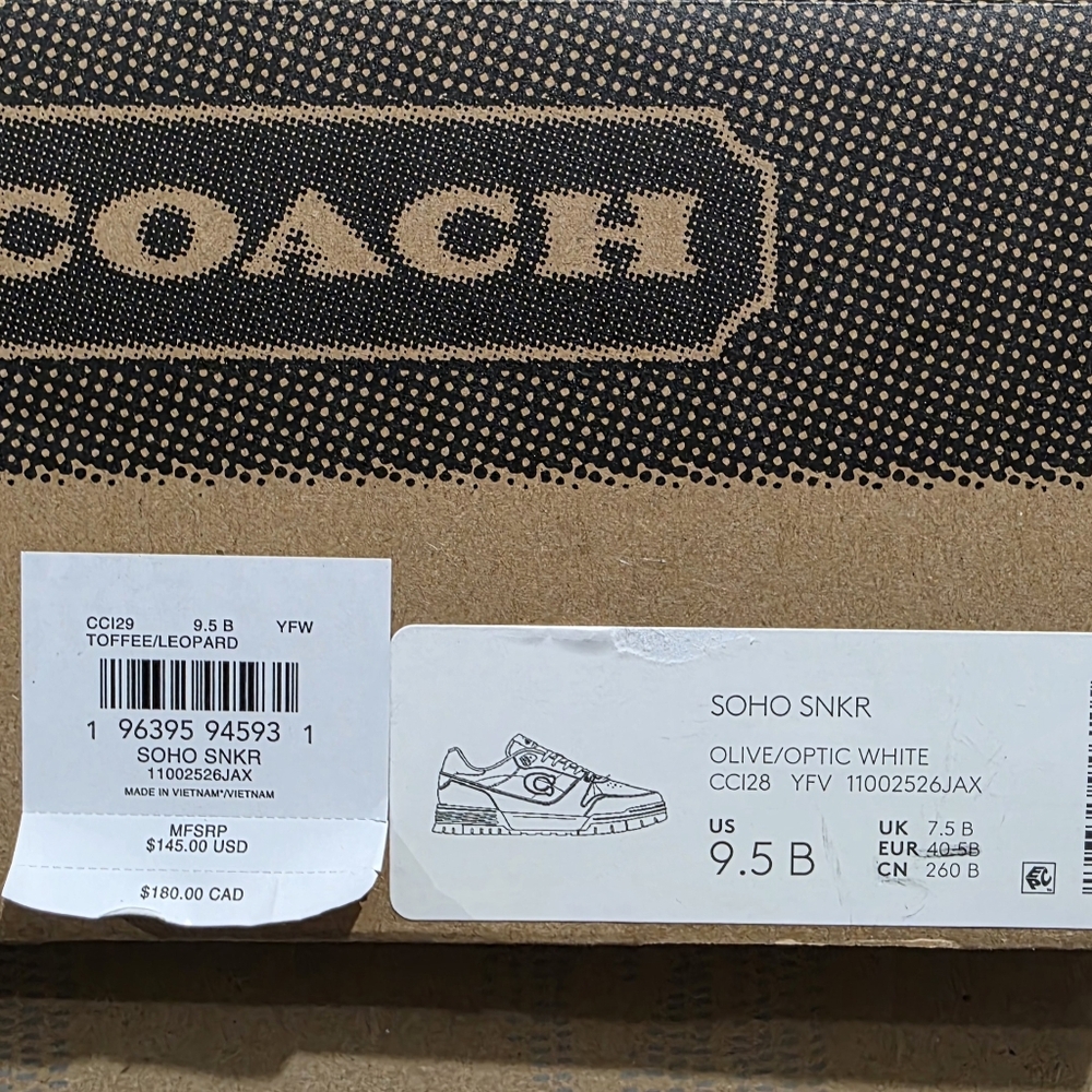 Coach Soho Sneakers Olive Optic White Women's Medium Width New in Box - Picture 8 of 8
